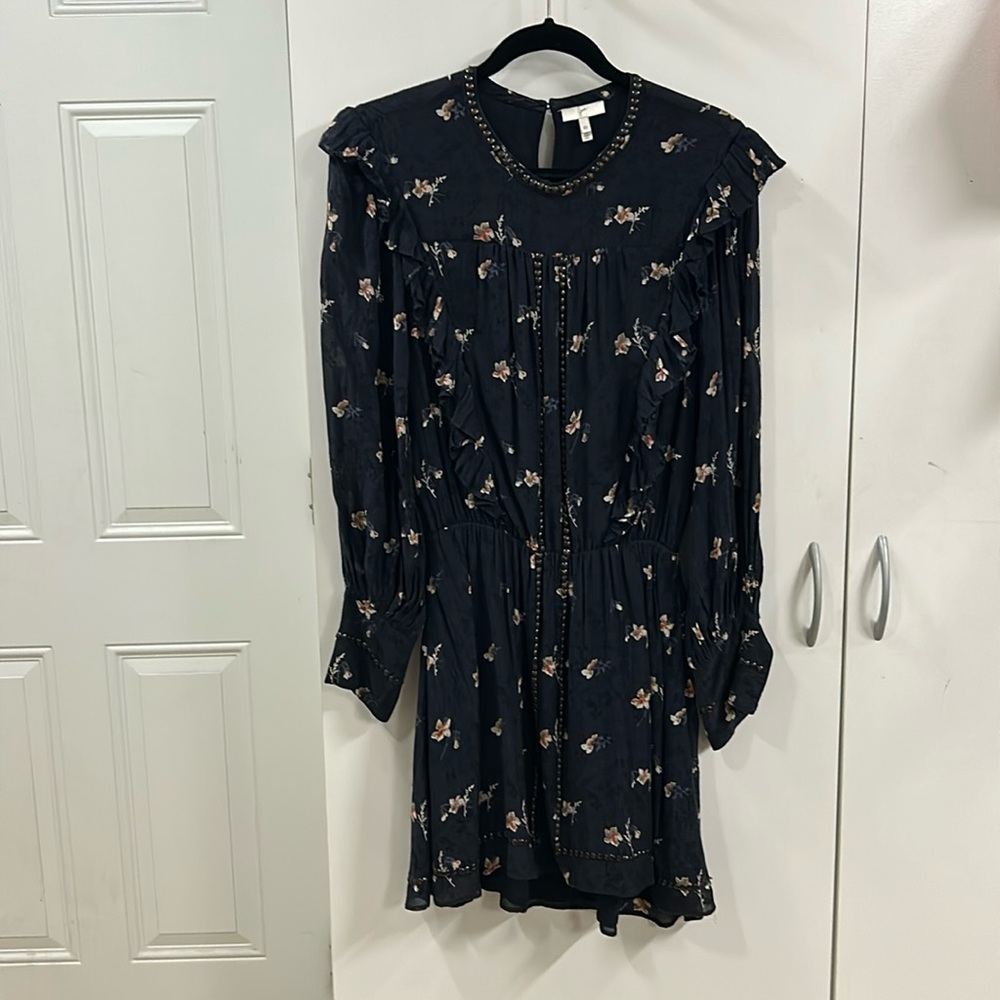 Joie xs navy blue printed long sleeve dress